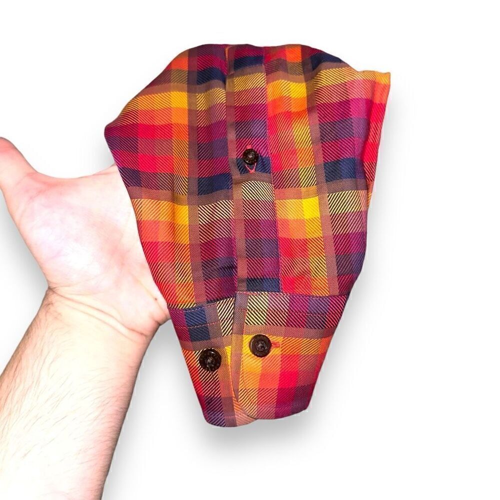 Robert Talbott Red & Orange Check Button Down Shi… - image 5